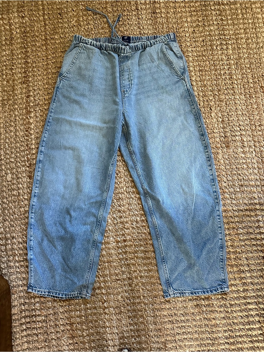 GAP Relaxed Light Blue Drawstring Barrel Jeans